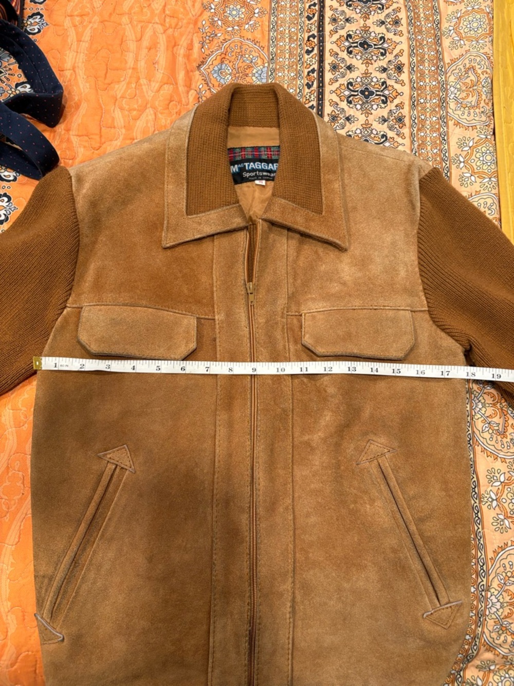 1970s suede sweater jacket western style - Picture 2 of 9